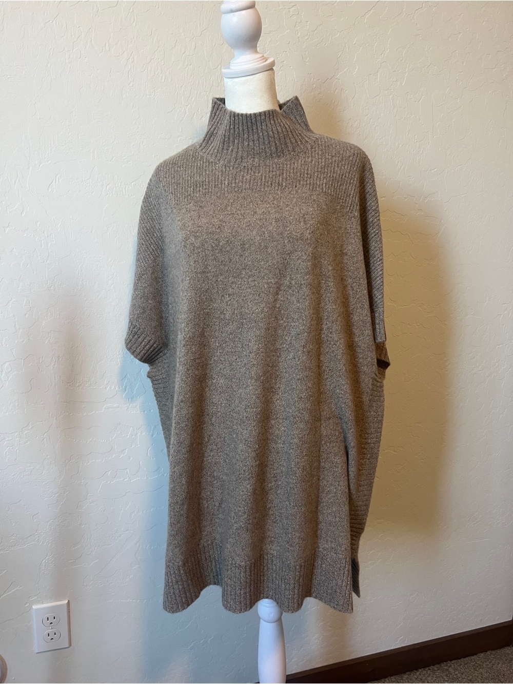 Isaac Mizrahi Live! Minimalist Lagenlook Cashmere Mock Neck Poncho Sweater M L